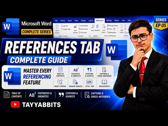 Microsoft Word References Tab Explained 🔥 | TOC, Footnotes, Citations & Bibliography | EP 05