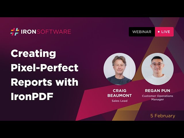 Creating Pixel-Perfect Reports with IronPDF | Webinar