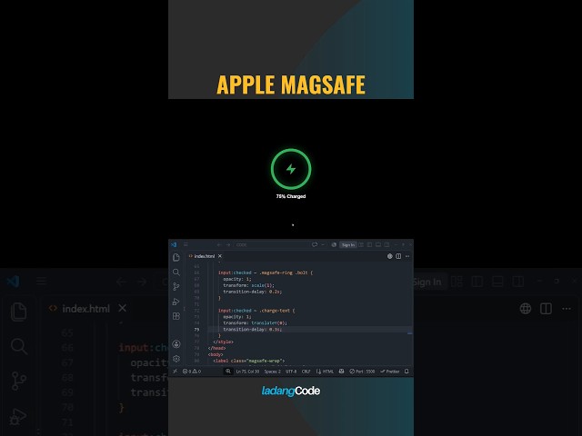 Apple MagSafe Charging Animation CSS 🔋 UI Clone #Shorts