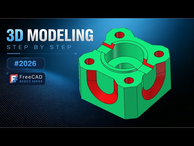 FreeCAD  Part Design Tutorial for Beginners | Sketch, Pad, Hole & Pattern Features-167