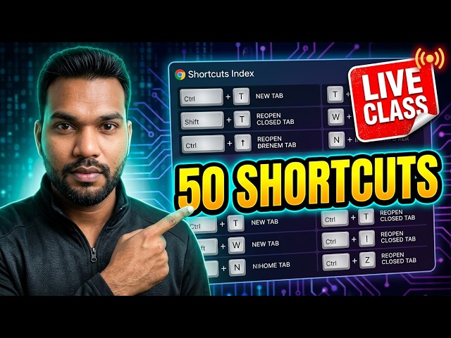 🔥 LIVE CLASS | Google Chrome 50 Shortcut Keys | Chrome Keyboard Shortcuts | Computer Shortcut Keys