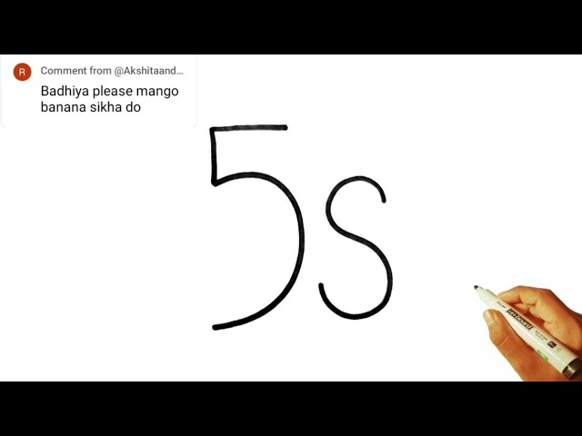 Mango 🥭 Drawing Easy from 5 & S letter and number