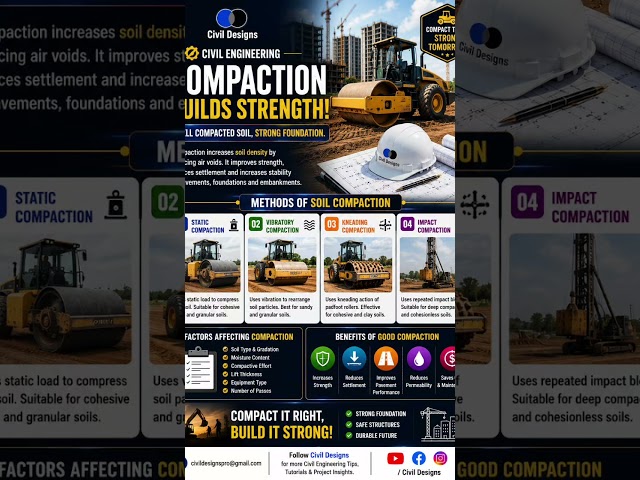 Soil Compaction Explained | 4 Methods Every Civil Engineer Should Know 🚜 #shorts