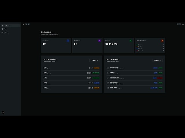 Built a Full Next.js Project in 10 Hours | Dashboard + Users + Orders