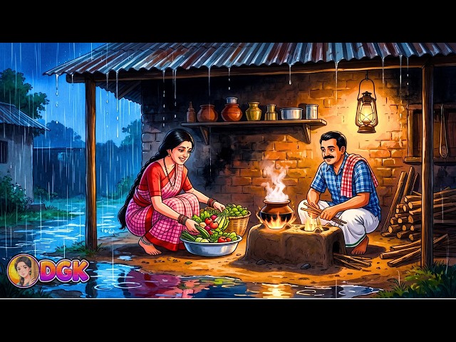Heavy Rain on a Tin Roof 🌧️ | 90s Village Couple Cooks a Warm Feast | Ghibli Style ASMR | No Talking