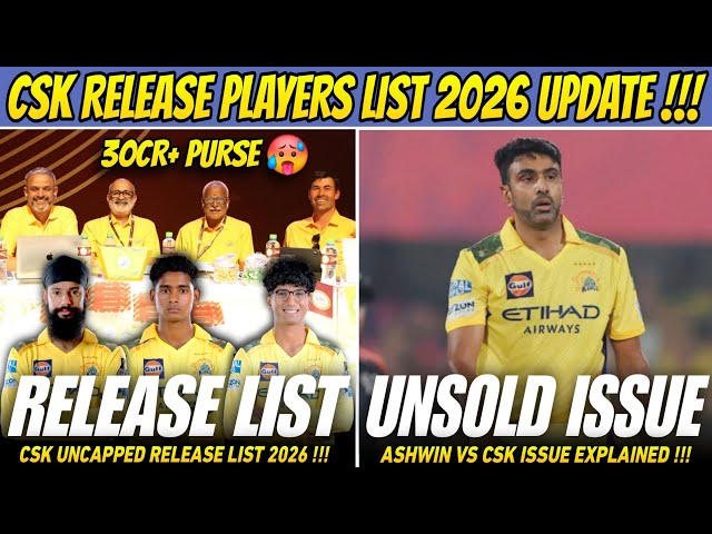 CSK Release Players List Update ! IPL 2026 Mini Auction 