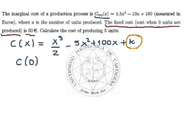 Calculating the cost function starting from the marginal cost function