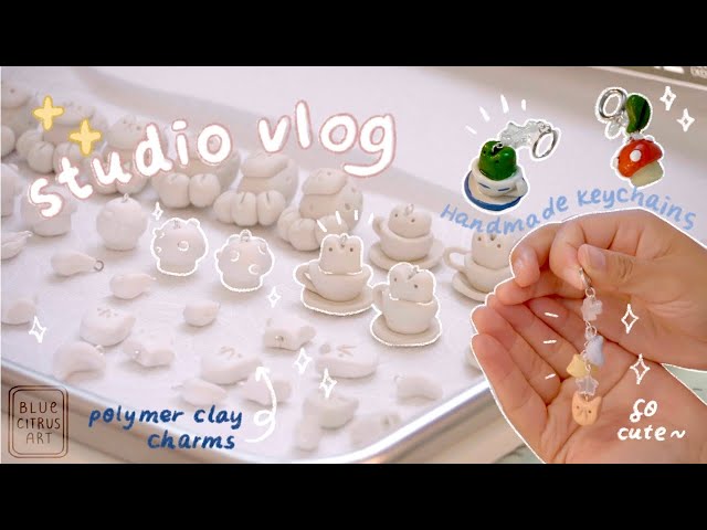 Studio Vlog  ☁️💫🍃  A week of Keychain Making, Handmade charms + peaceful studio process!!
