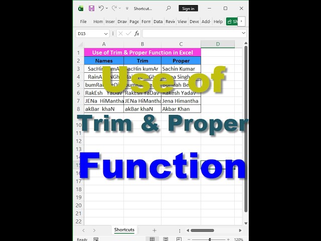 Use of Trim & Proper Function in Excel #excel #exceltips #exceltricks #exceltutorial