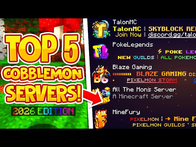 Top 5 BEST COBBLEMON Servers For Minecraft 2026! - Tutorial