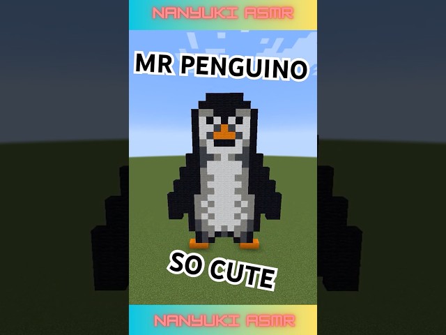 THE CUTEST PENGUIN ON EARTH!🐧MINECRAFT PIXEL ART ASMR!🥰COZY & RELAXING🥱 #shorts #minecraft #asmr