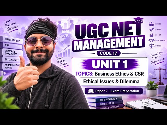 UGC NET Management Code 17 | Unit 1 Topics: Business Ethics & CSR and Ethical Issues & Dilemma
