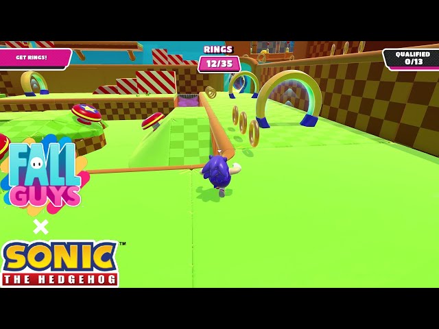 Fall Guys Bean Hill Zone Gameplay - Fall Guys x Sonic Event
