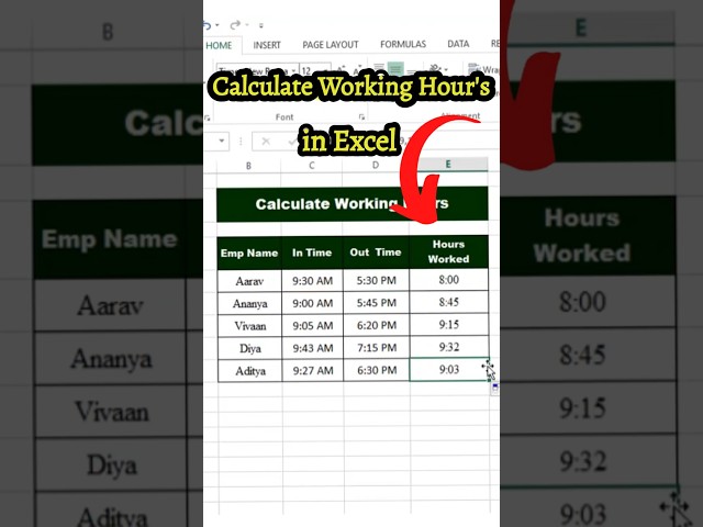 🔥 How to Calculate Working Hours in Excel in 10 Sec ⏰ | Excel Working Hours Formula #excel #shorts