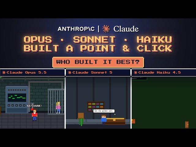 Claude Code (Opus 5.5, Sonnet 5, Haiku 4.5) created a Point and Click adventure game