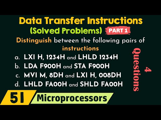 Data Transfer Instructions in 8085 Microprocessor (Solved Problems) - Part 1