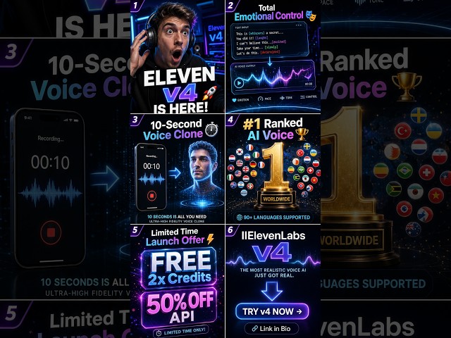 AI Voices Just Changed Forever! ElevenLabs v4 Released 🚀 #shorts  #elevenlabs