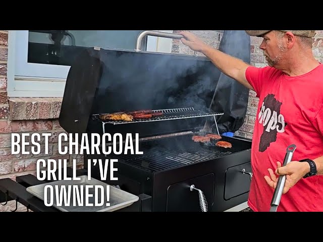 Charcoal BBQ Grill with 2 Height-Adjustable Charcoal Pans