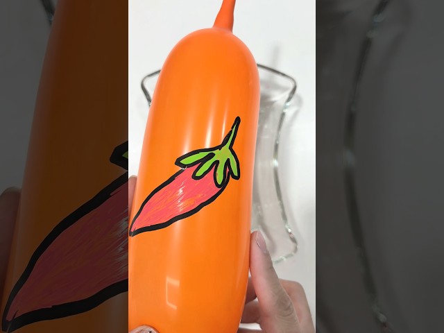 Cutting a Chili Balloon Filled With Golden Slime! Oddly Satisfying ASMR 🌶️🟡✂️[cite: 1][cite: 3]