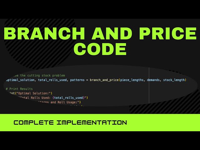 Complete Branch and Price implementation for cutting stock