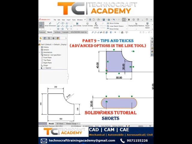 Part 9 – Tips and tricks Advanced Options in the line tool #solidworks
