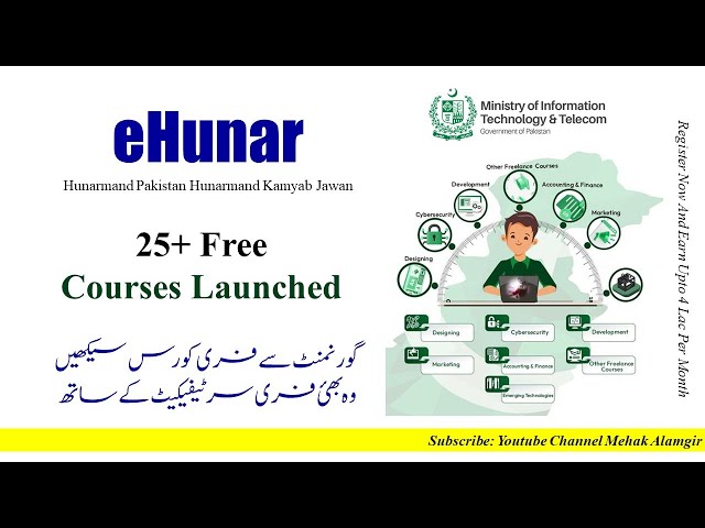 eHunar - hunarmand kamyab jawan program | free courses in pakistan 2024