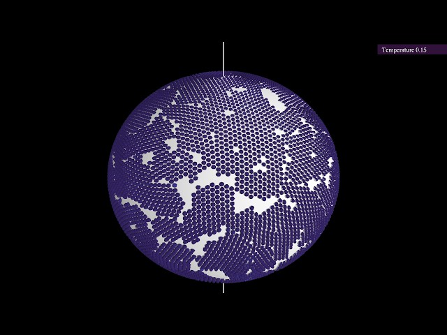 Appearance of cracks when cooling down particles on a sphere