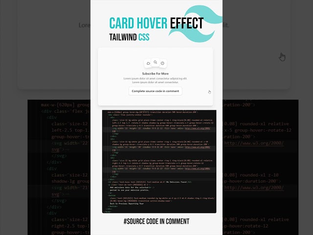 ✨ Card Hover Effect with Tailwind CSS | Smooth UI Animation #shorts​​ #coding #design  #uidesign