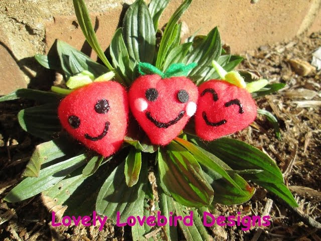 DIY Kawaii Felt Strawberry Plushie or Doll. Fabric Crafts.
