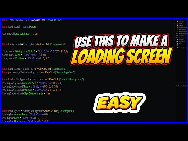 How to make a loading screen in Roblox Studio using Lua! (Easy!)