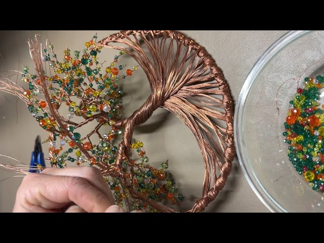 Large 3 dimensional wire tree of life sun catcher full video process (speed x4) 
