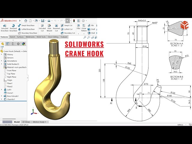 SolidWorks Tutorial | Crane Hook – Step-by-Step Modeling