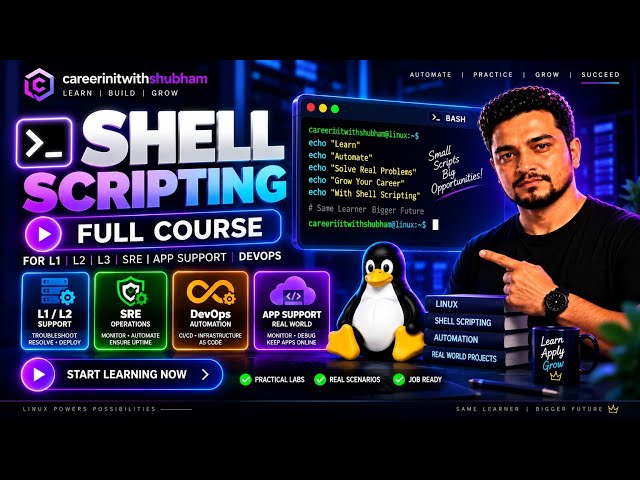 Linux Shell Script Complete Course 🔥 Zero to Production | L1/L2, SRE, DevOps & App Support