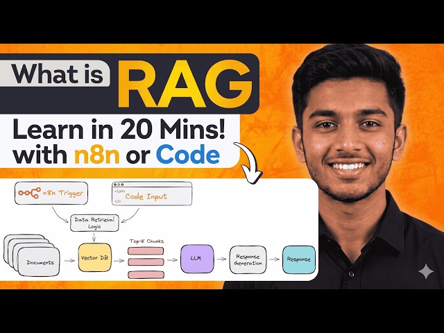 RAG + AI Agents in 20 Mins: n8n, LangChain | Chunking, Vector Stores & n8n AI Agents (Code Included)