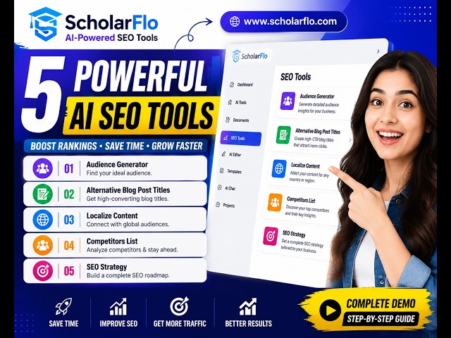 5 Powerful AI SEO Tools in ScholarFlo | Audience Generator, SEO Strategy & More (2026 Guide)