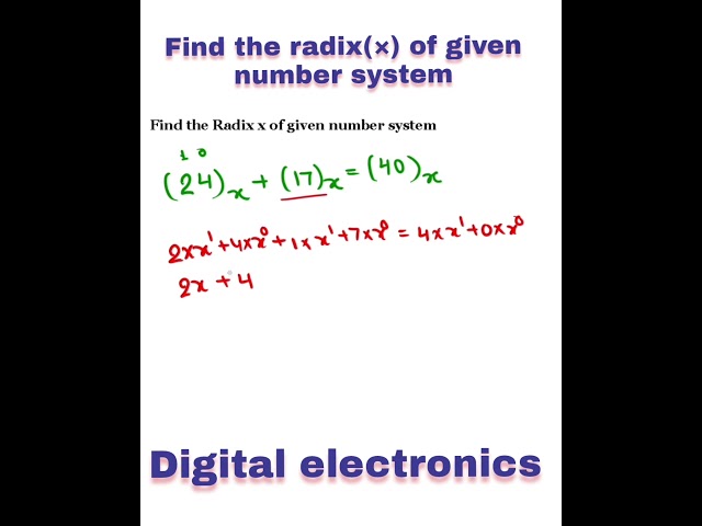 digital electronics  | Find the radix of given number system