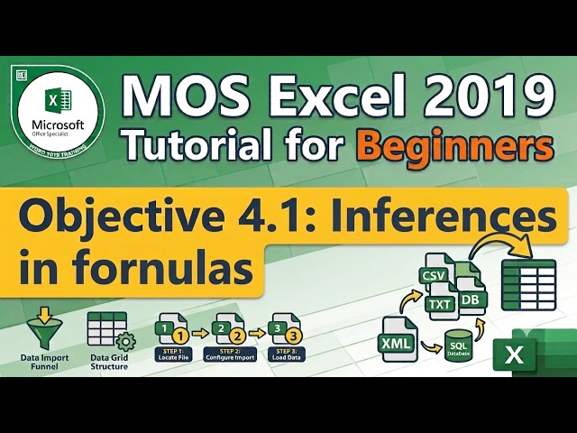 Objective 4.1: Insert references in formulas  | MOS Excel 2019 Tutorial for Beginners