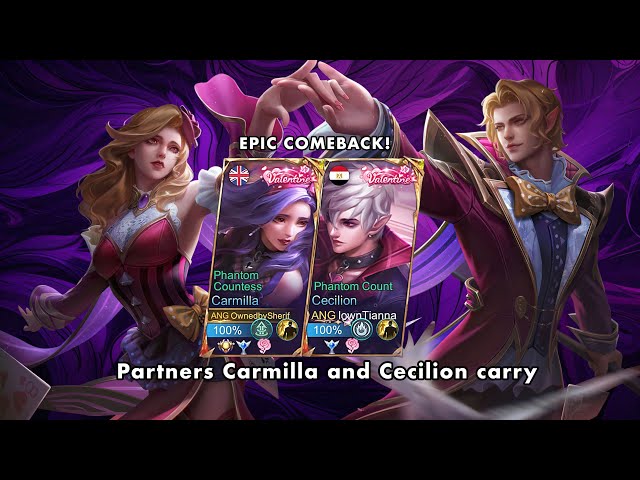EPIC COMEBACK!!! Partners carry ranked game with Carmilla and Cecilion ~ MLBB