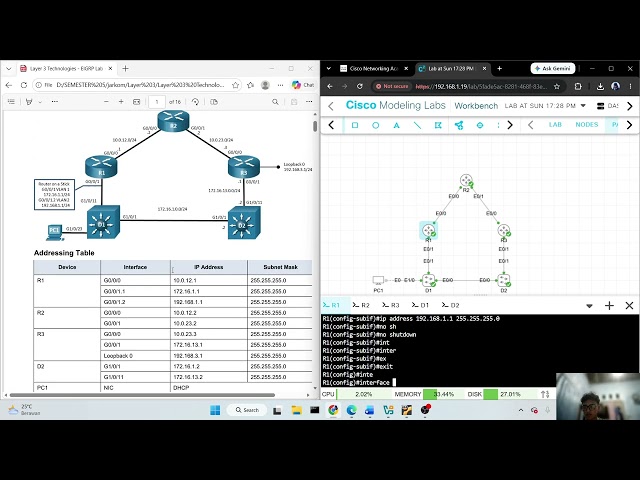 Layer 3 Technologies - EIGRP Lab   Implement EIGRP for IPv4