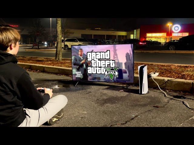 playing GTA V in a parking lot