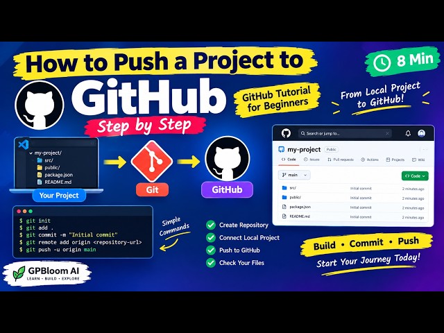 🐙 How to Push a Project to GitHub Step by Step | GitHub Tutorial for Beginners