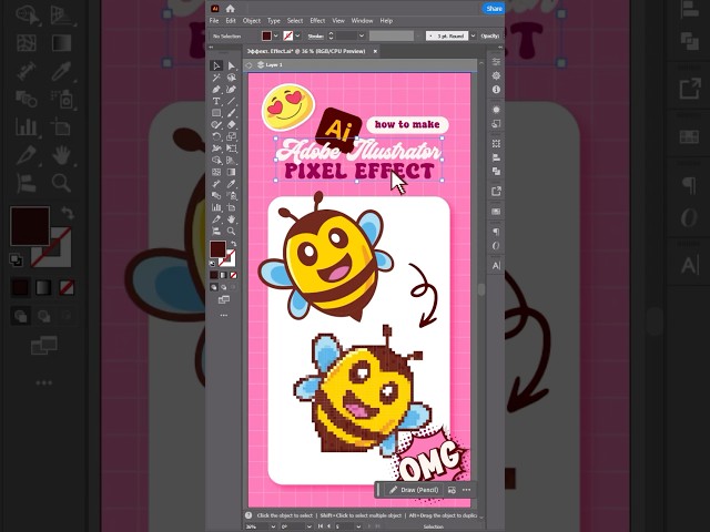 Pixel Effect in Adobe Illustrator | Easy and Fast. #adobeillustrator #graphicdesign #tutorial