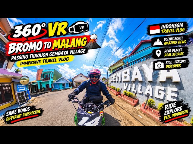 [46] 360° VR Bromo Journey 2026 | 360° VR Bromo to Malang 🏍️🌿 | Passing Through Gembaya Village