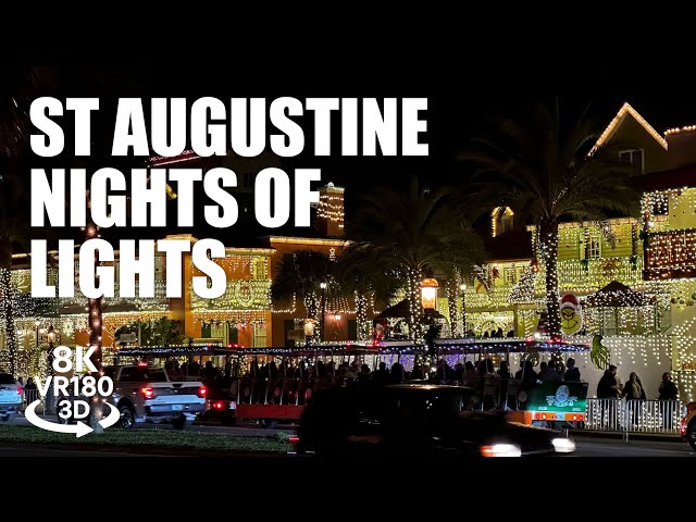 Saint Augustine Nights of Lights VR180 8K 3D | Historic Old City Christmas Walk | VR视频 8K 3D動画 VR旅行