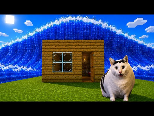 Cats Survive TSUNAMI In Minecraft