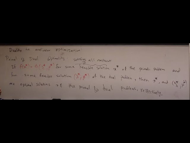 Lecture 28: Duality in Nonlinear Optimization