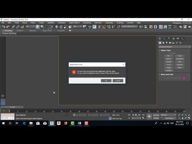 3DS Max Error Solved : An error has occurred and the application will now close.