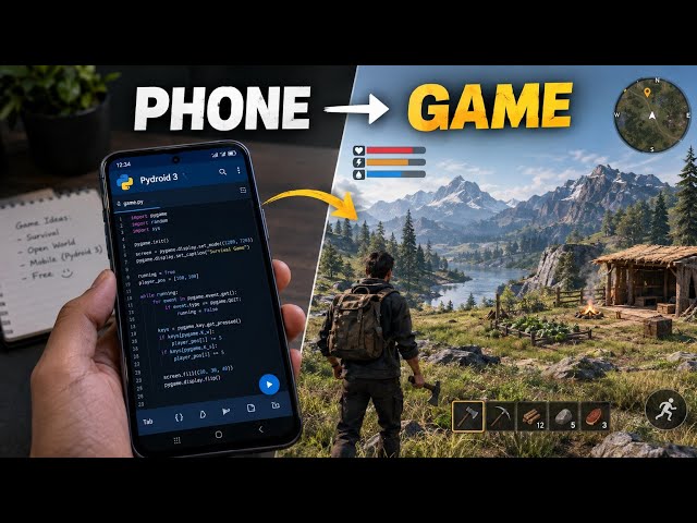 I Made an Open World Survival Game on My Phone 🤯 | Pydroid 3 + ChatGPT