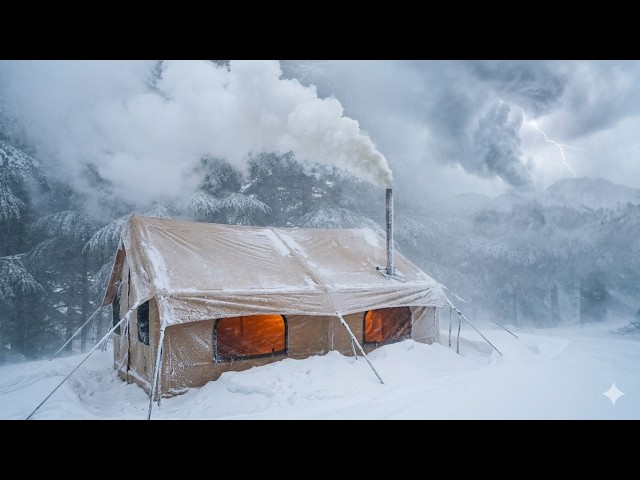 Sub-Zero Solo Hot Tent Camping in Extreme Cold | Wood Stove Fire Ambience