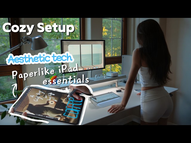 Silent Vlog 🤍 upgrading my cozy white desk setup: ASMR unboxing & iPad essentials
